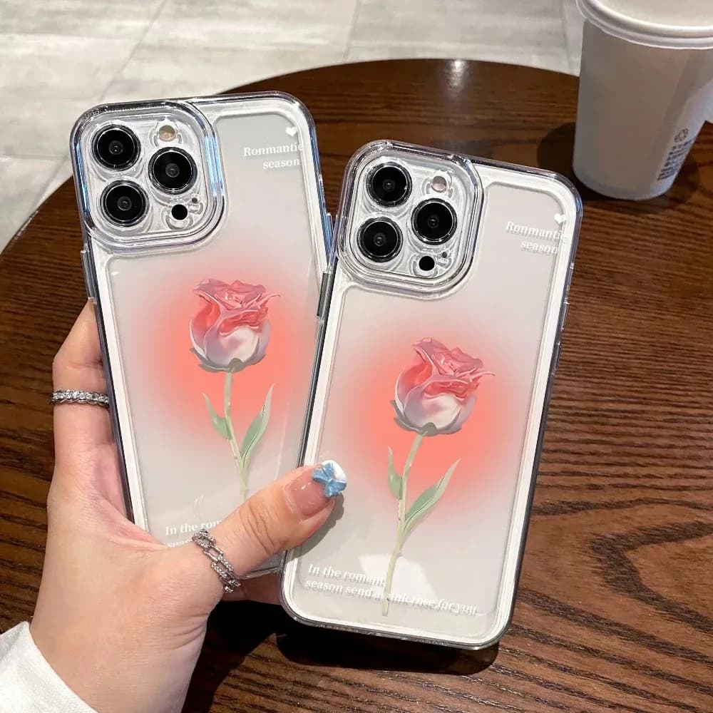 Luxury Rose Floarl Clear TPU Case For Samsung A04 A05S A06 A50 A51 A52 A53 A54 A55 A56 A71 A72 A73 M53 M54 M55 5G Phone Case