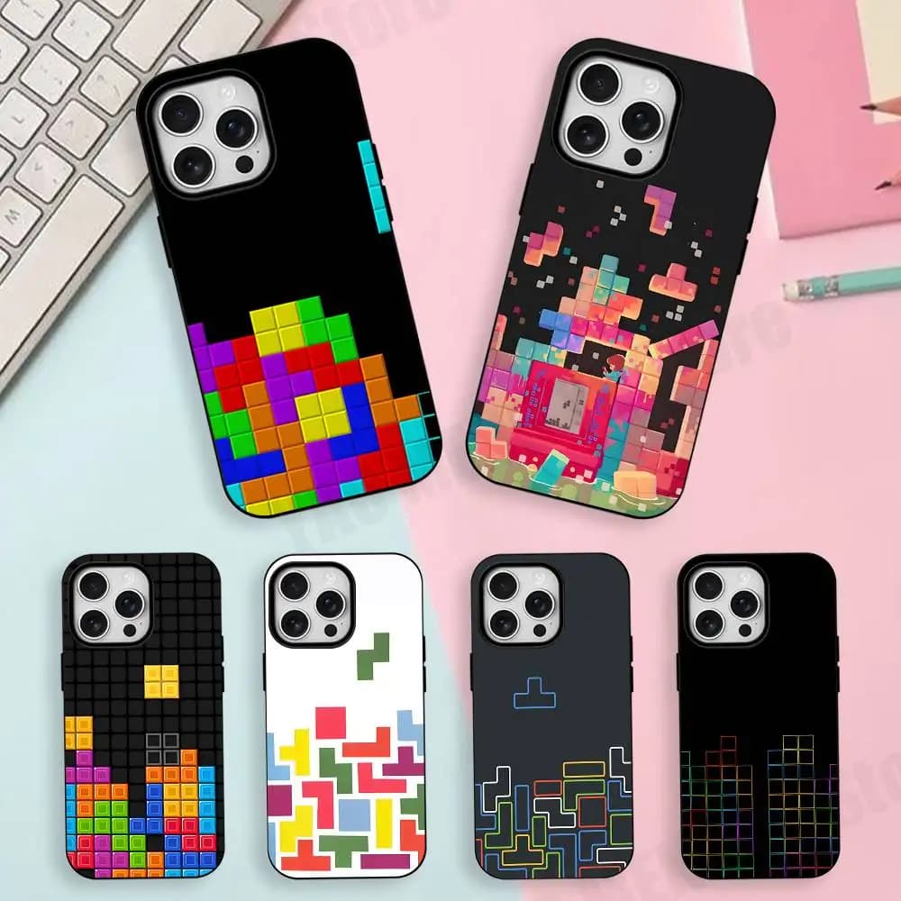 Retro Classical Game Tetris Frosted Soft For Phone Case For Iphone18 17 16 15 14 13 12 Pro Max XS Wireless Charge Magnetic Cover