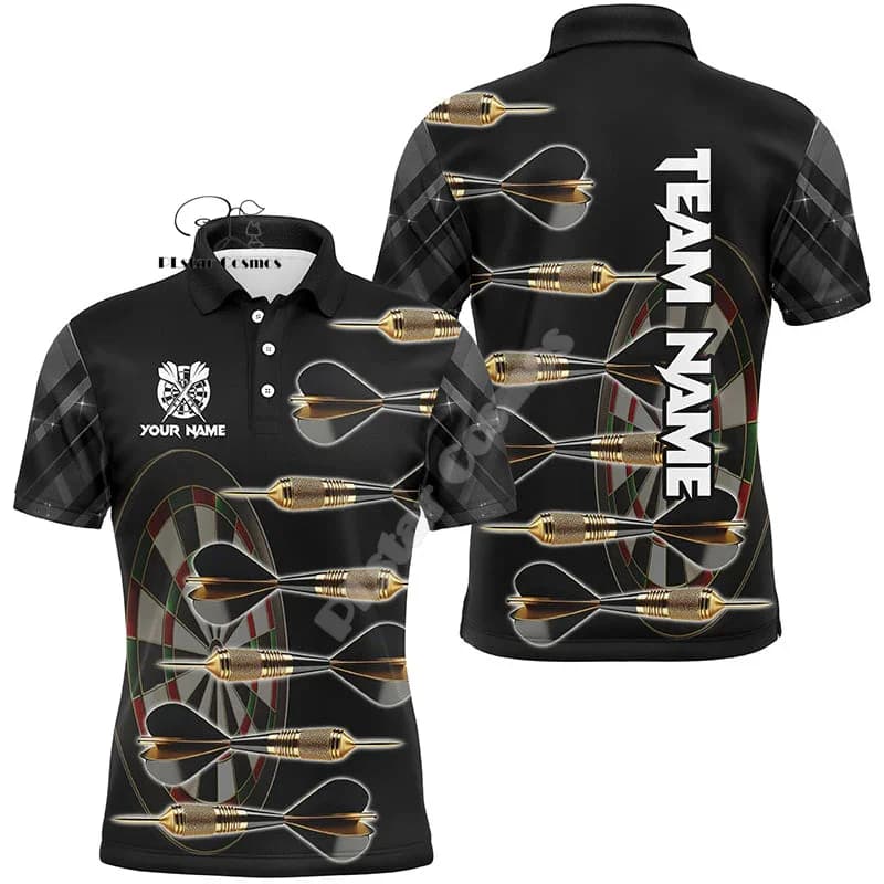 Custom Name Darts Camo Vintage Flame Graffiti Tattoo Multicolor 3DPrint Harajuku Summer Funny Short Sleeves Polo Jersey Shirts E
