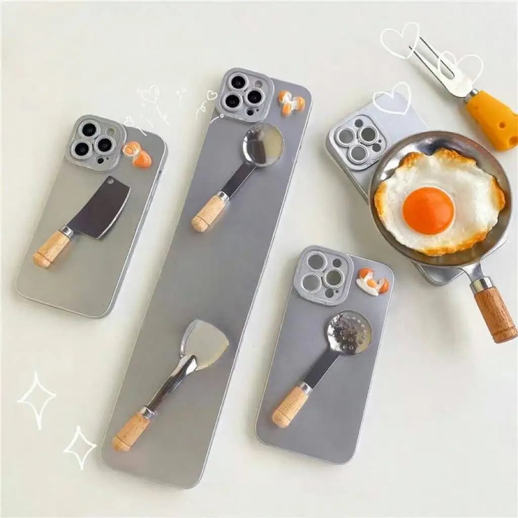 Creative Simulation Kitchenware Pan Shockproof Phone Case for iPhone 11 12 13 14 15 16 Pro Max 7 8 XR X Xs Max Plus Phone Case.