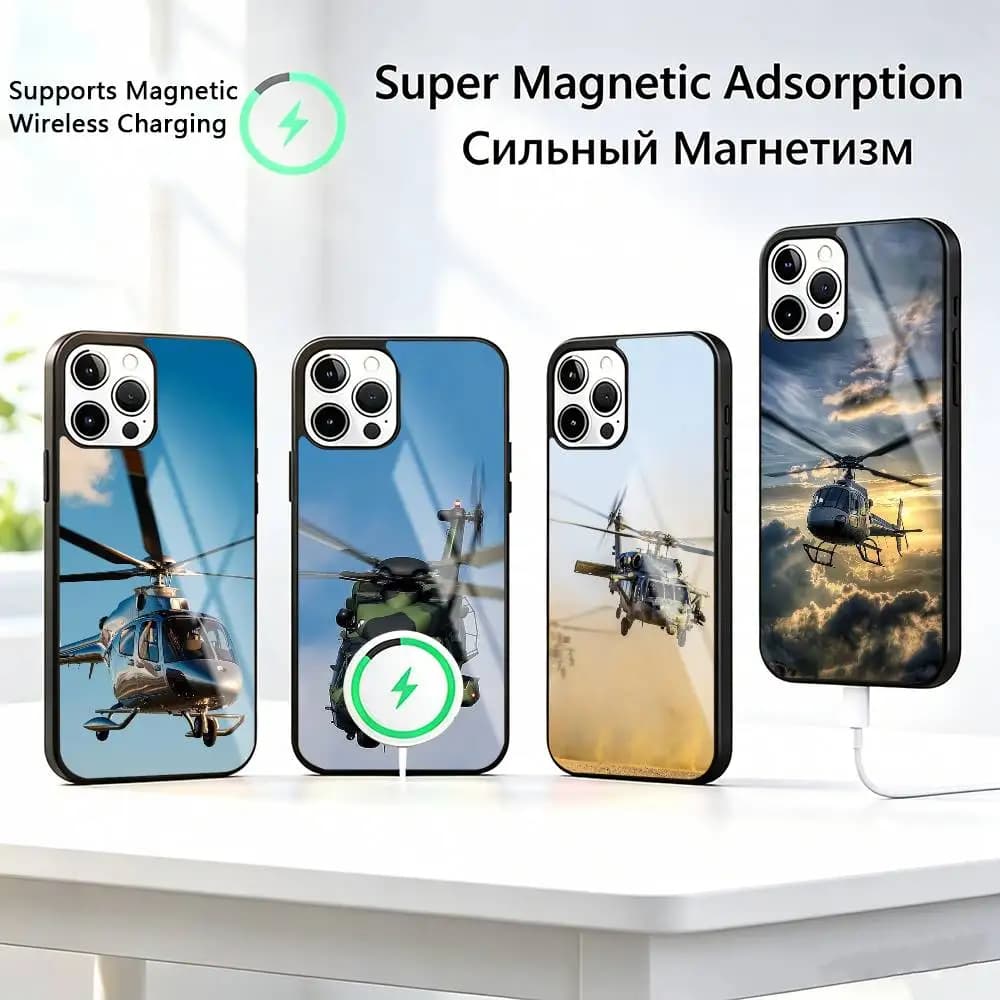 Aircraft H-Helicopters  Phone Case For iPhone17,16,15,14,13,12,11 Plus,Pro Supports Magnetic Wireless Charging