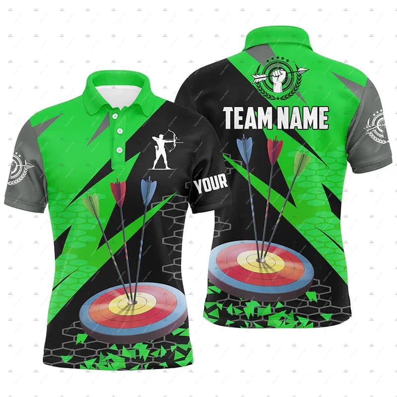 Custom Name Mesh Breathable Archery Graffiti Archer Shooter Vintage 3DPrint Harajuku Summer Short Sleeves Polo Jersey Shirts A3