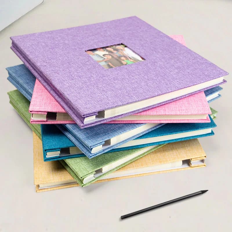 D2 Linen Front Window Scrapbook 18 Inch 20 Sheets 40 Pages DIY Self-Adhesive Photo Album Large Family Wedding DIY Memory Book