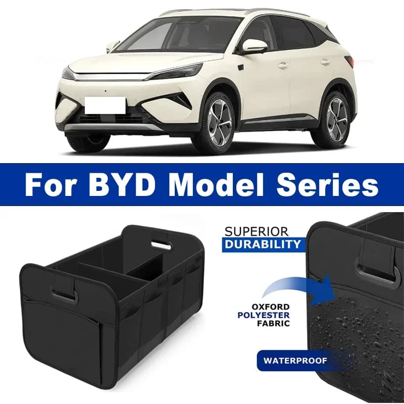 Foldable Car Organizer Portable Storage Box With Side Net for BYD Atto 3 Dolphin Tang DM Song PLUS Han EV F3 E6