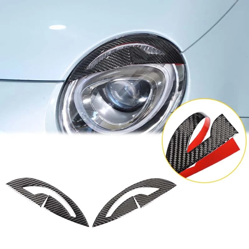 For Fiat 500 2016+ soft real carbon fiber car headlight eyebrow decorative sticker car exterior protection accessories
