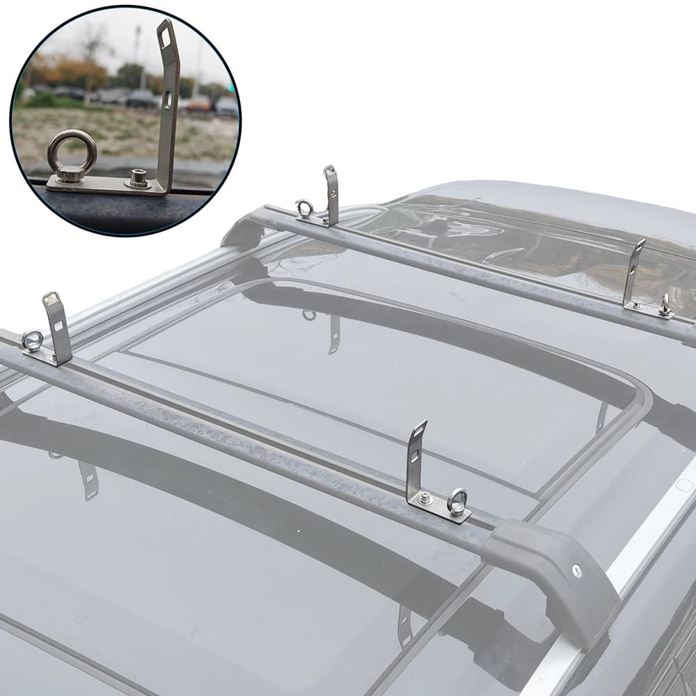 Universal T-Slot Truck Cross Bar Load Stops 4 Pack 304 Stainless Steel Black for Roof Rack Ladder Ski Surfboard Kayak Auto Parts