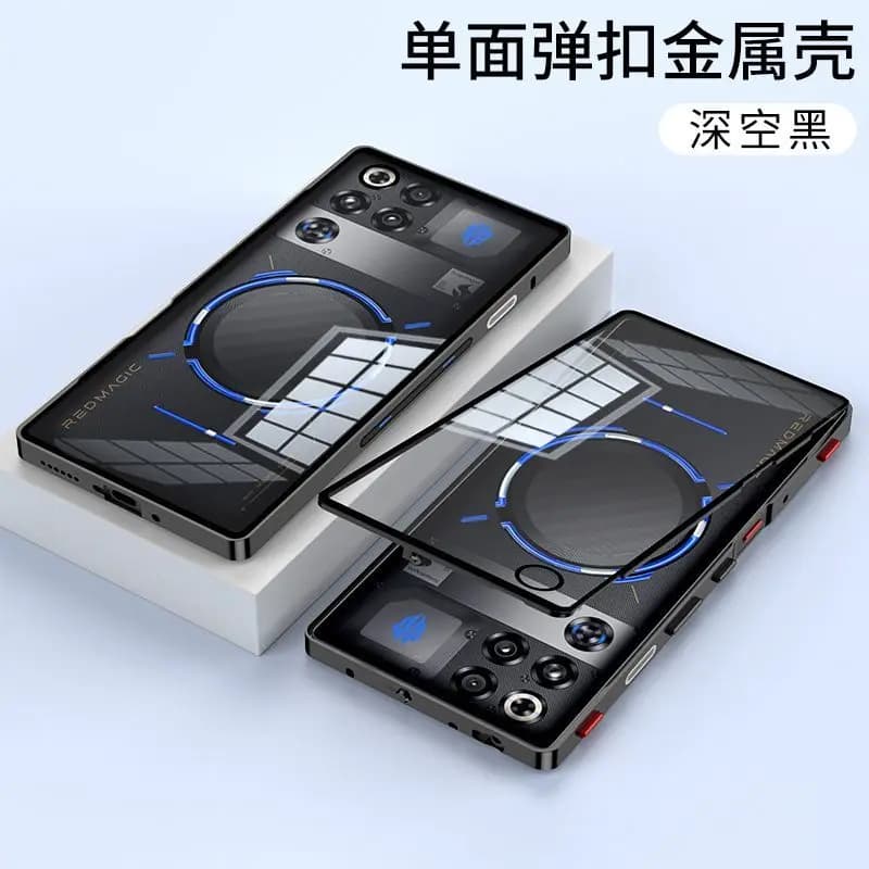 Elastic Snap Metal Frame Case For RedMagic 11 Pro/11 Pro+ Case Tempered Glass Back Shockproof Gaming Cover