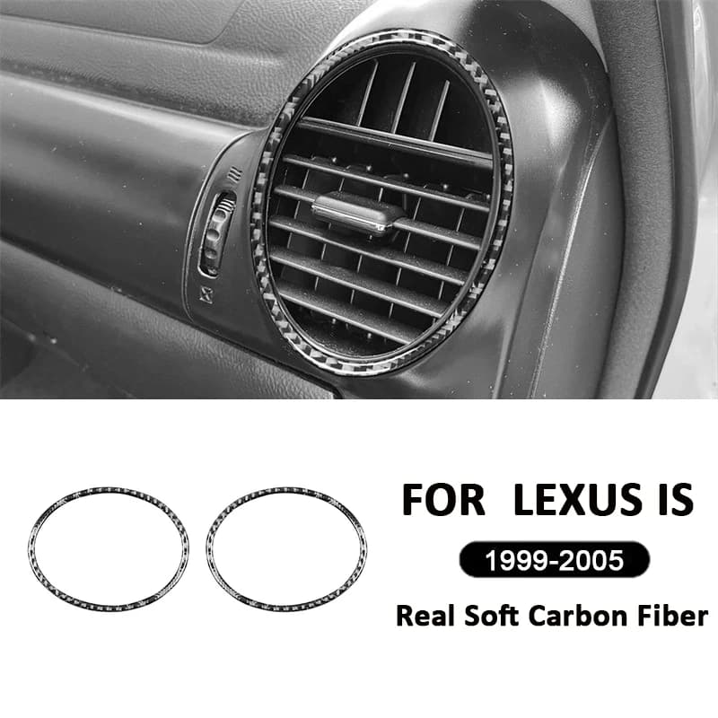 For LEXUS IS 1999-2005 Carbon Fiber Car Instument Panel Door Side Left Right Air Outlet Frame Decoration Sticker Accessories