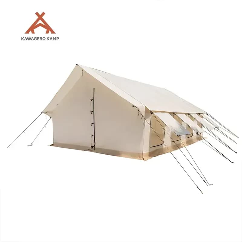 Kawagebo Kamp (KK) 20' X 15.8' Outdoor Glamping Waterproof Steel Frame Oxford Cotton Canvas Wall Tent With Stove Jack