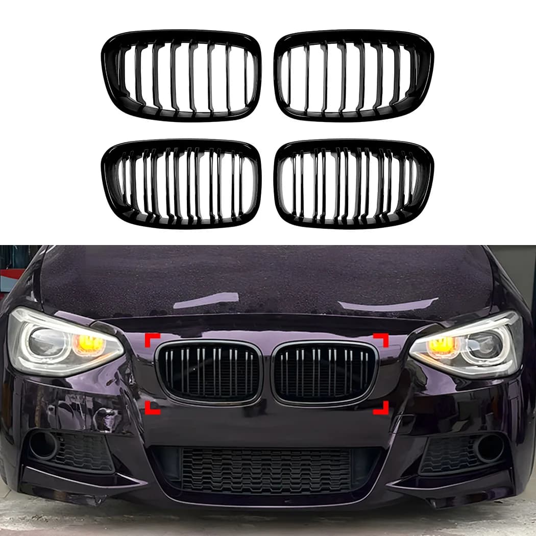 For BMW 1 Series F20 F21 2011-2014 Single/Double Lines Car Front Racing Kidney Grille Center Grill Hood Radiator Mesh Grid