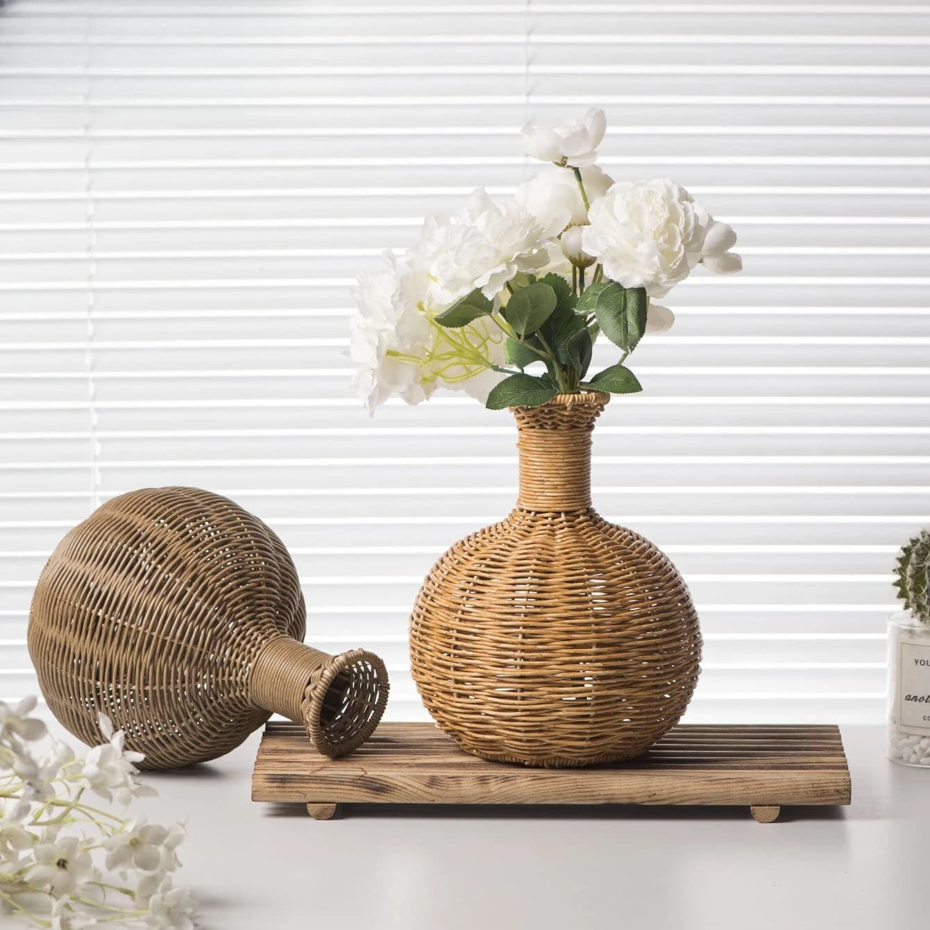 Handmade Woven Imitation Rattan Vase High-end Living Room Decoration Vase Antique Creative Vase Ornaments