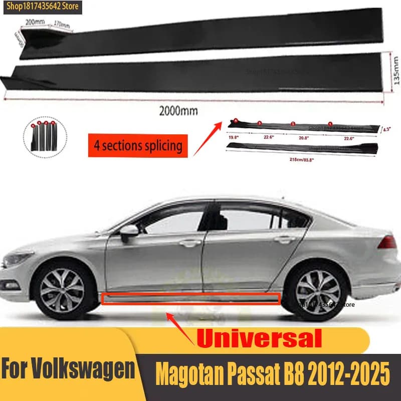 Universal 2.2m Side Skirts Extension Rocker Splitters Diffuser Winglet Wings For VW Volkseagen Passat B8 Magotan for volkswagen