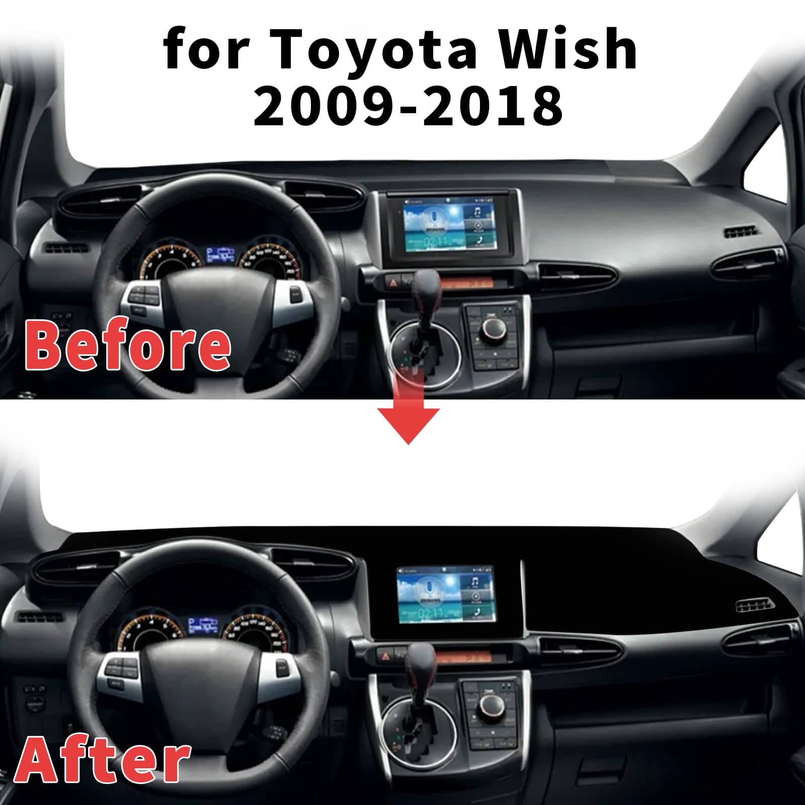 for Toyota Wish 2009-2017 2018 Dashboard Cover Sun Shade Protector Dashmat Anti-Glare UV Block Carpet Mat Automotive Dash Mat