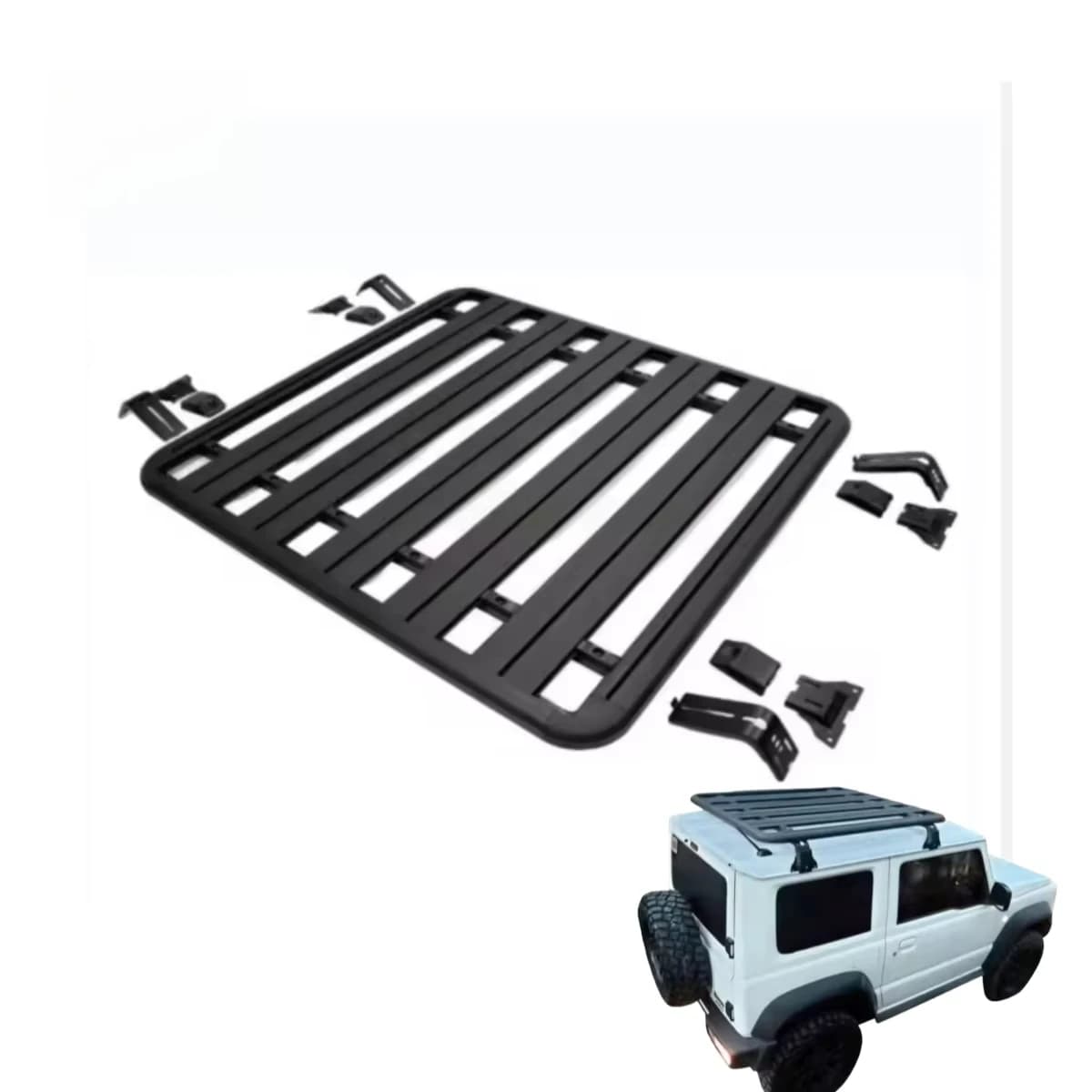High-quality New Carbon Black Aluminum Alloy Rooftop Mount Roof Luggage Rack 100kg+ Load Capacity 40KG for Jimny JB64