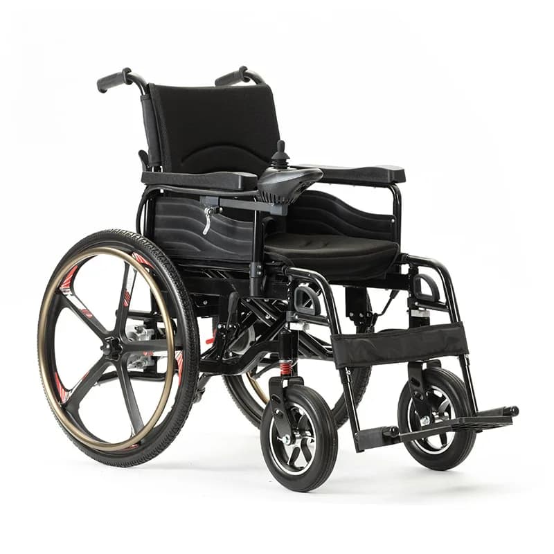 Carbon steel frame left and right foldable electric wheelchair