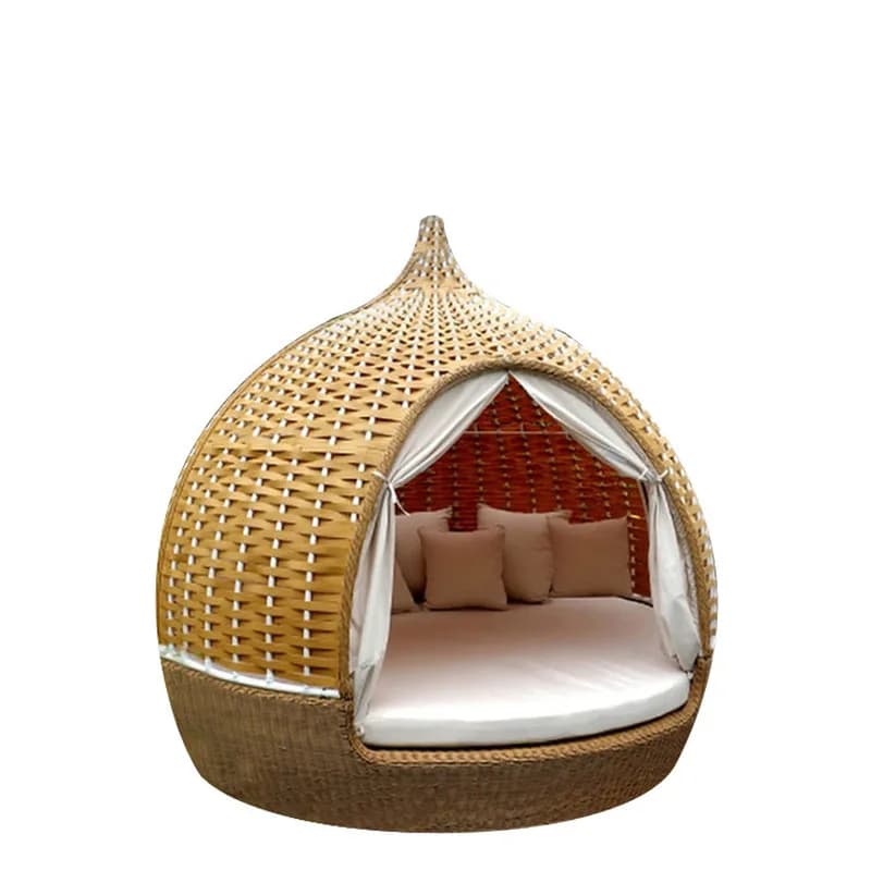 Rattan round bed Open-air balcony Internet celebrity swimming pool B & B Birdcage Nest bed Courtyard Sunscreen sofa