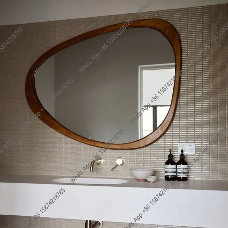 European retro bathroom mirror washstand anti-fog mirror special-shaped irregular mirror American bathroom wall
