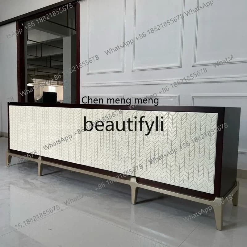 N178 G American light luxury shell TV cabinet French solid wood gold-painted beef bone TV cabinet