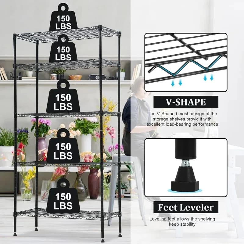 Tier Heavy Storage Shelv Metal Organizer Rack NSF Wire Shelving Unit Garage Pantry Closet Kitchen Office Laundry