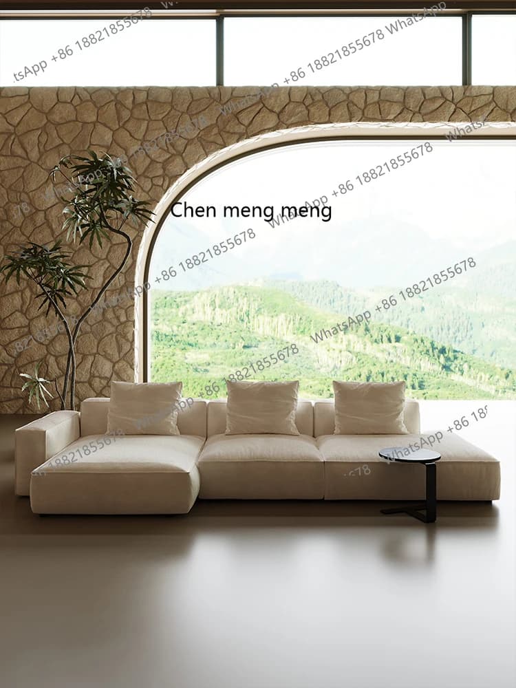 Natural linen fabric sofa corner concubine combination, modular sofa fully disassembled and washed fabric sofa