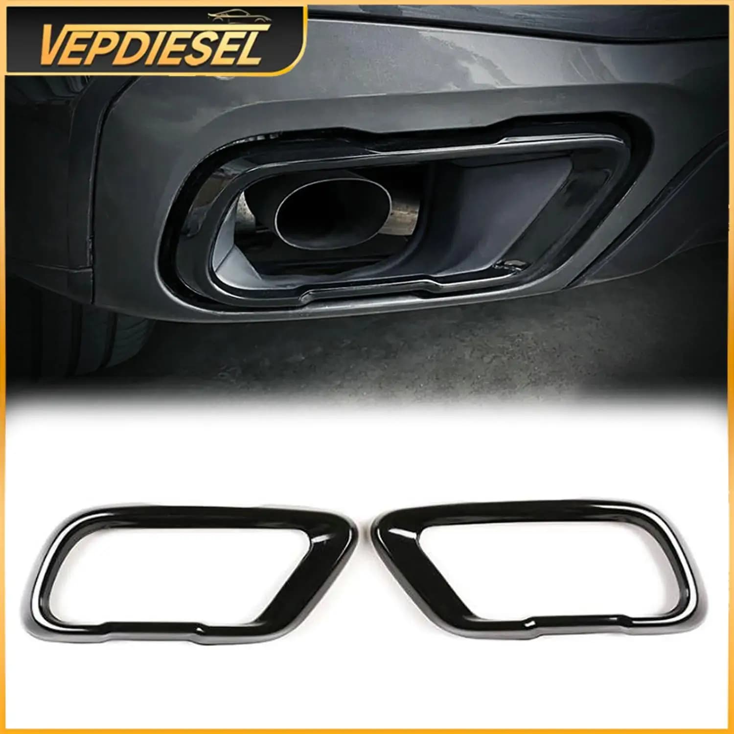 2Pcs Tailpipe Tips Muffler Cover For BMW X5 X6 X7 G05 G06 G07 2019-23 Black Exhaust Muffler Tail Pipe Tip Cover Rear Bumper Trim