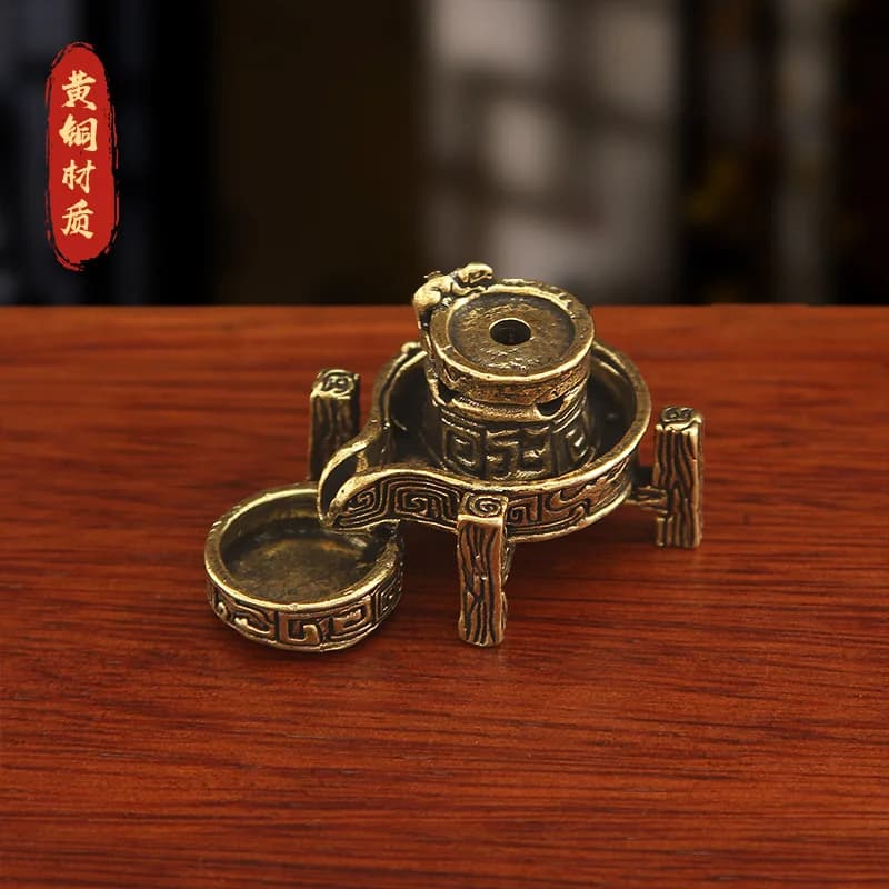Backflow , brass small ornament, solid pure burner, copper grinding plate, creative retro incense h