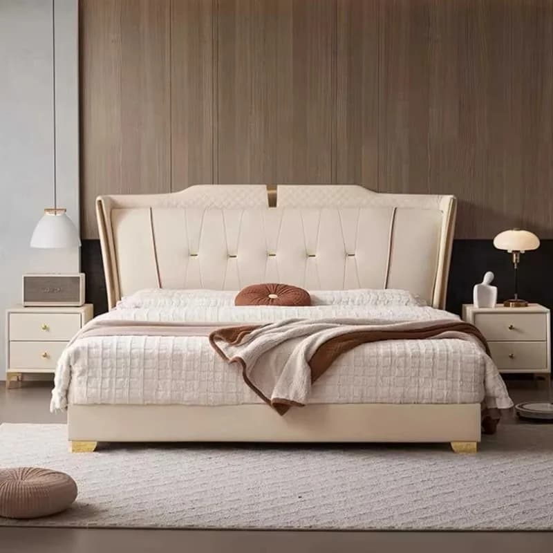 Minimalist European Double Bed Designer Queen Nordic Modern Luxury Bed Frame King Size Sleeping Letto Matrimoniale Furniture