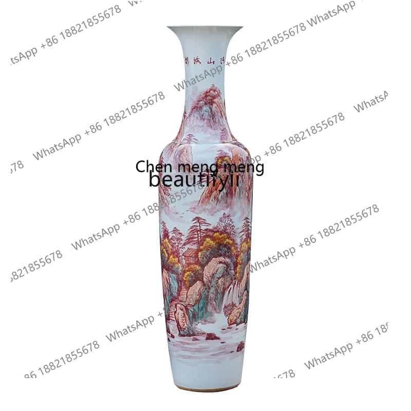 Jingdezhen Ceramic Floor Vase Chinese Living Room Hotel Hotel Company Opening Handmade Porcelain Decoration Ornaments