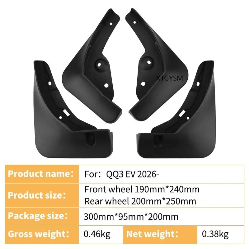 Mudguards Auto Mud Flaps Exterior Styling Accessory ABS FOR Chery QQ3 EV 2026 Plastic Anti Splash Mudguards Custom Accessories