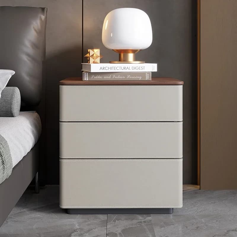 Cream wind high bedside table household small apartment bedroom bedside solid wood storage side cabinet
