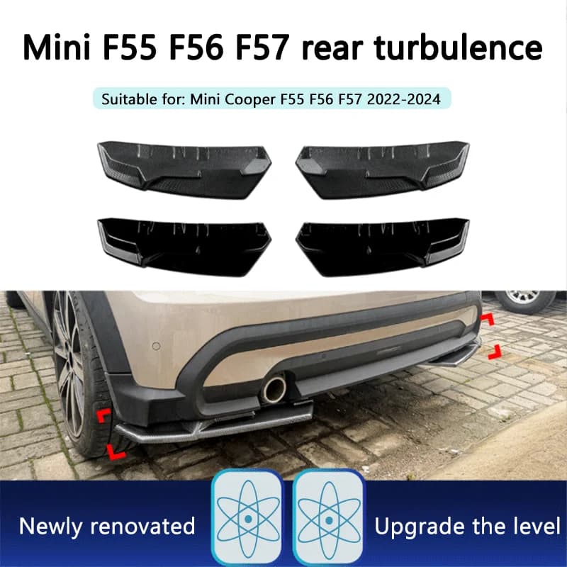 2Set Black Rear Lip Spoiler Diffuser Trim For Mini Cooper F55 F56 F57 2022-2024 Exterior Styling Upgrade Auto Car Modification