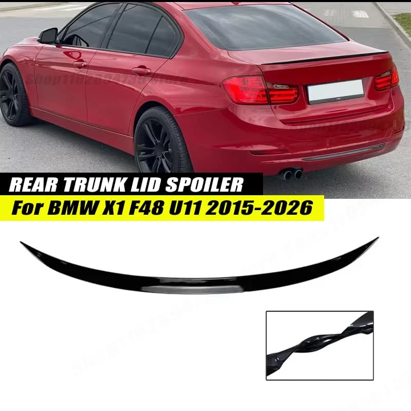 120CM Gloss Black Soft Rubber Rear Trunk Spoiler Lip Splitter 5D Carbon Look Car Accessories For BMW X1 F48 U11 2015-2026