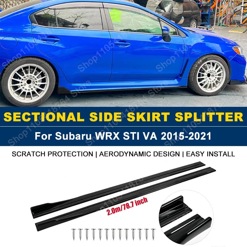 2M/78.7" Side Skirts Extension Rocker Panel Splitter For Subaru WRX STI VA 2015-2021 2016 2017 2018 2019 2020 ABS Plastic