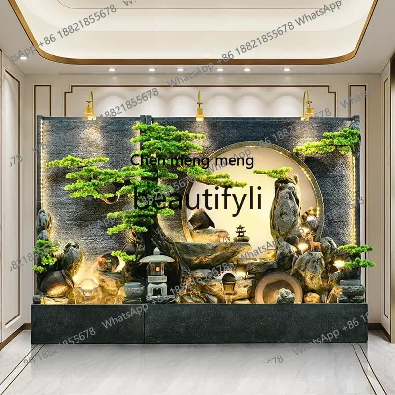 cc182R Chinese outdoor courtyard alpine fountain water curtain wall screen floor decoration ornament