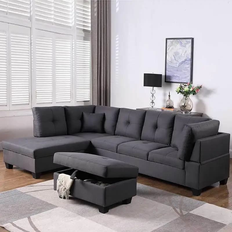 New Business Corner Sofa Set Furniture Fabric Small Unit Three Person Couch Living Room Sofas Corner Simple Combination in Stock