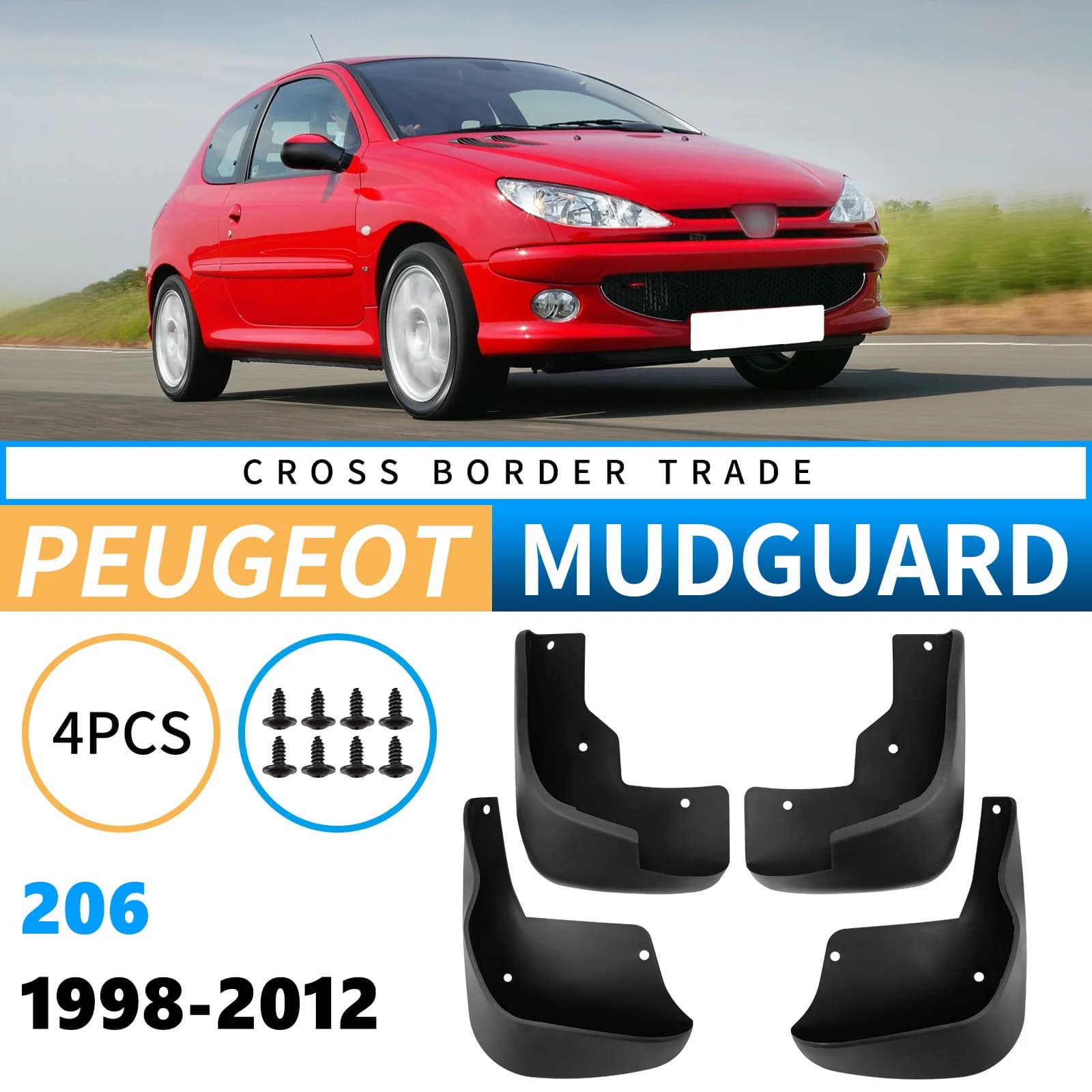 Auto Fender Mud Flaps Splash Guards Mudguard for Peugeot 206 1998-2012 Efficient Mud Blocking Parts