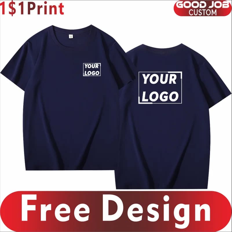 T-shirt Custom Men's And Women's Casual Tops With Printing Logo 100% Cotton Round Neck Short Sleeve T-shirt Embroidery Design