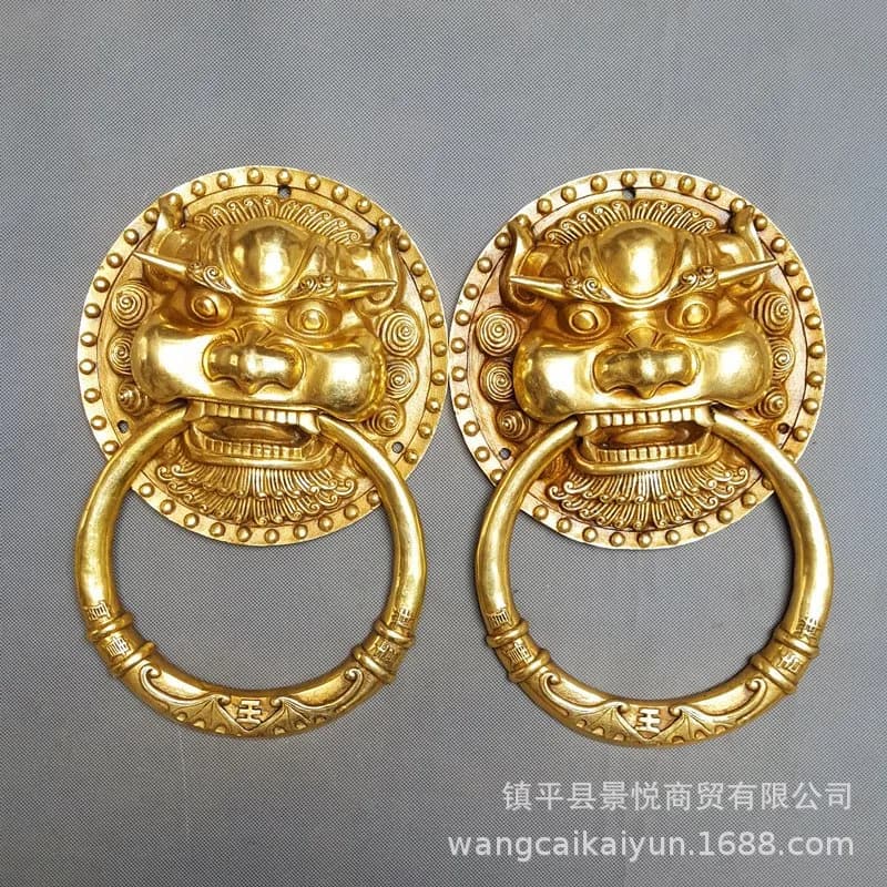 Chinese-style door ring, large lion head copper pull handle, tiger head door handle, small pull ring for drawers and cabinet doo