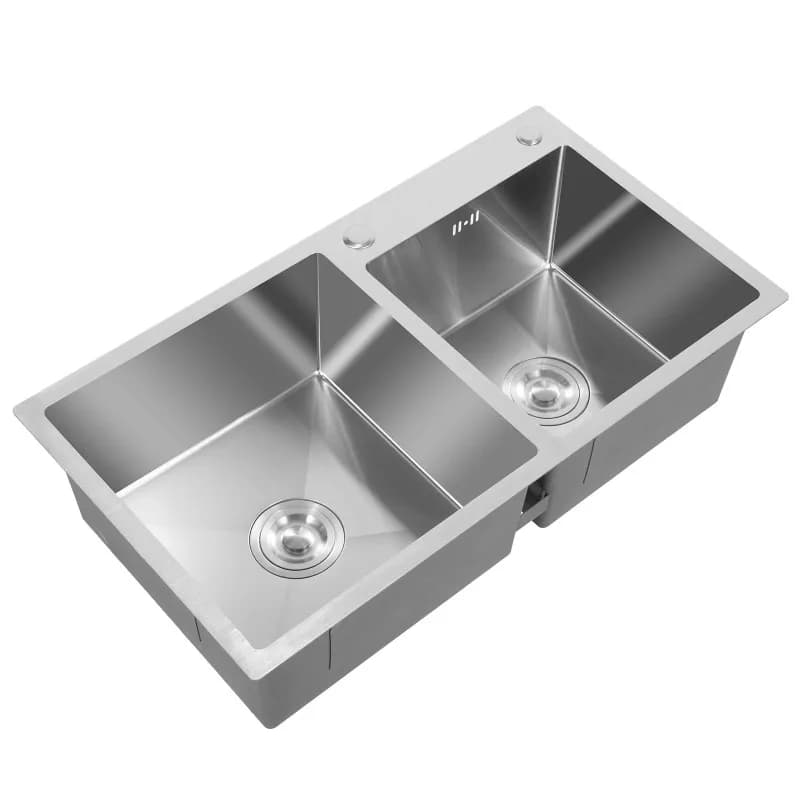 for Kitchen with Drainage BasketSilver Stainless Steel Rectangular Practical Versatile Sink Set