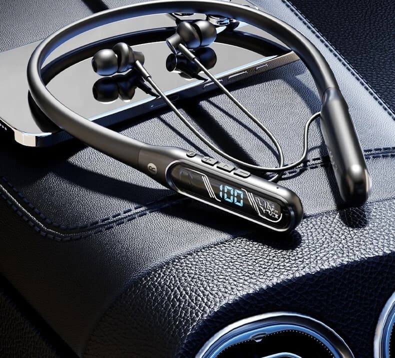 Bluetooth headset neck type wireless sports magnetic neck type large battery life