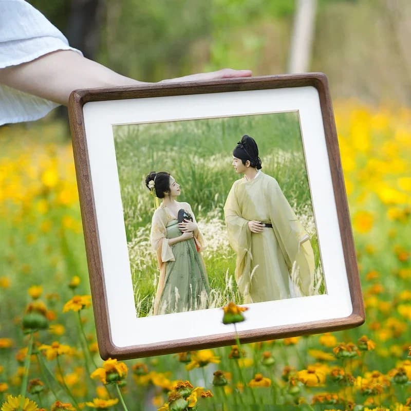 Walnut Wood Large Round Corner Picture Frame Solid Wood Display Photo Frame for Home Décor Square Wooden Frame