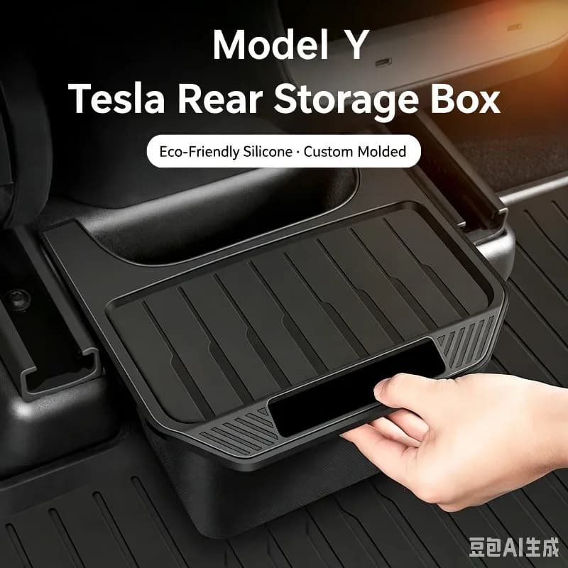 For Tesla Model Y 2021-2025 Juniper Under Seat Storage Box Drawer Holder Car TPE Organizer Rear Seat Trash Can Accessories