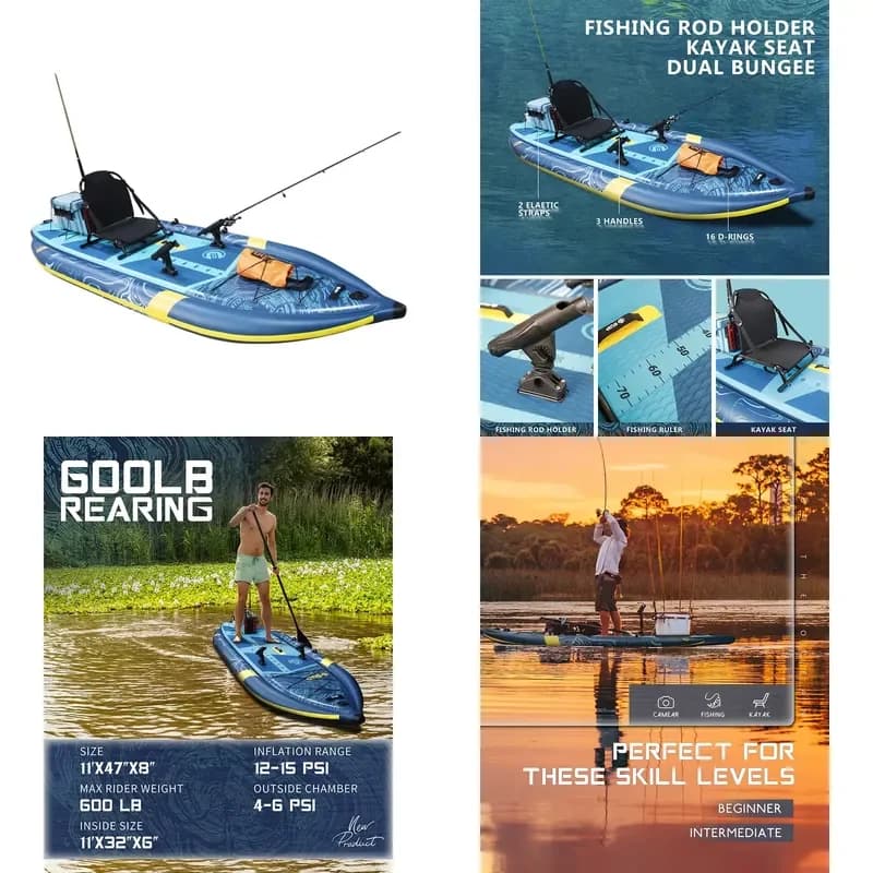 E SUP Surf Fishing Pedal Board - Heavy Rod Holders & Wave-Break Nose Fishing Inflate Board Waterplay Surfing