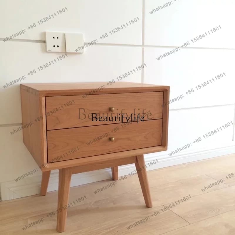 13Simple Modern Solid Wood Bedside Black Walnut Corner Cabinet Chest of Drawers