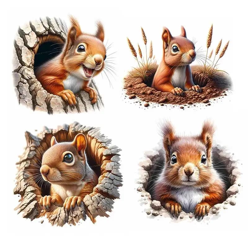 Squirrel Animals Wall Sticker Bathroom Toilet Decor Living Room Cabinet Refrigerator Home Decoration Decals Stickers M1257