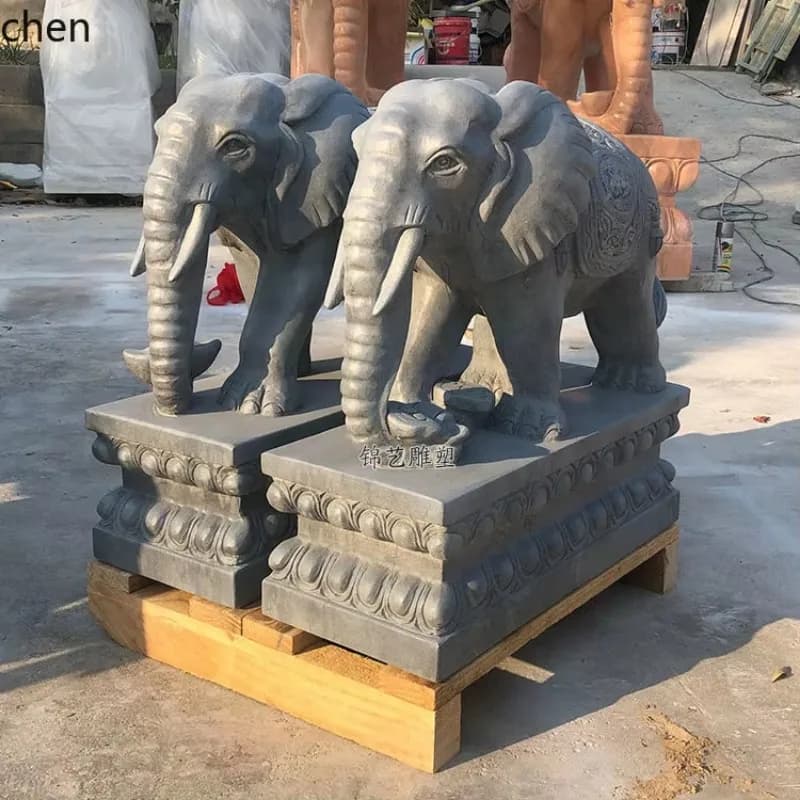 stone sculpture elephant a pair of white marble stone bluestone villa elephant ornament