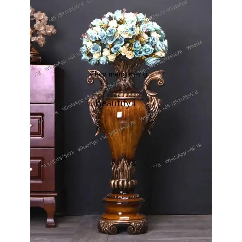 A R LBEuropean-Style Creative Floor Vase Hotel Club Dried Flower Arrangement in Living Room Decoration Ornaments R