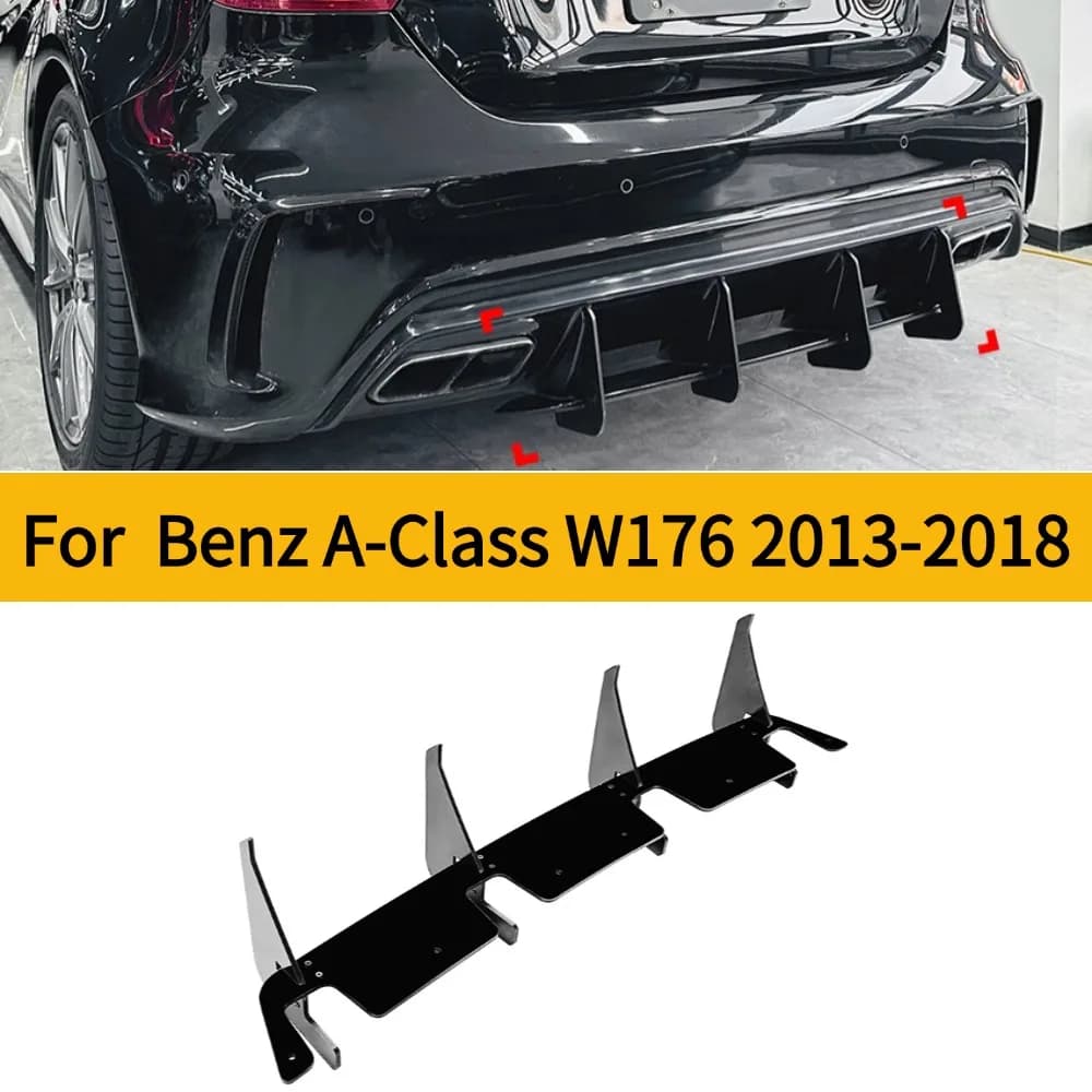 For 2013-2018 Blade Style Rear Bumper Diffuser  Mercedes Benz A-Class W176 A45 Rear Side Splitters Spoiler Lip Auto Accessori
