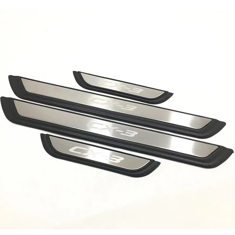 For Mazda CX-3 CX3 2027 2026 2025 2024 2023-2017 Stainless Steel Door Sill Plate Plastic Black Styling 3D Accessories Auto Parts