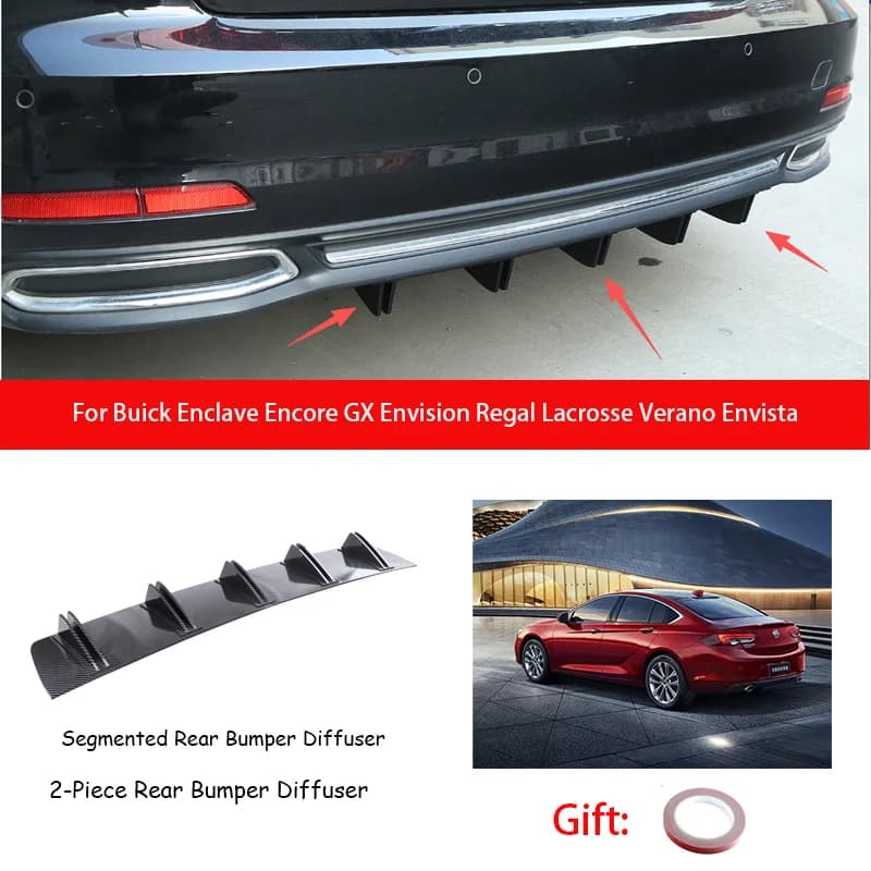 For Buick Enclave Encore GX Envision Regal Lacrosse Verano Envista  ABS Rear Bumper Lip Diffuser Shark Fin Anti-collision